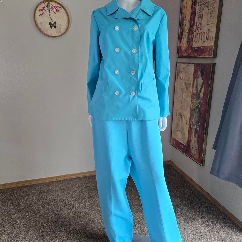 Vintage 70s Light Blue 2 Piece Leisure Suit by Koret of California